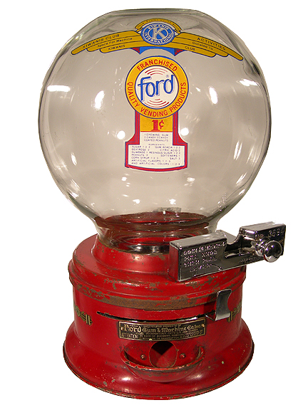 Glass Globe Ford Gumball Machine w/ available options Ford Gum Free Shipping 